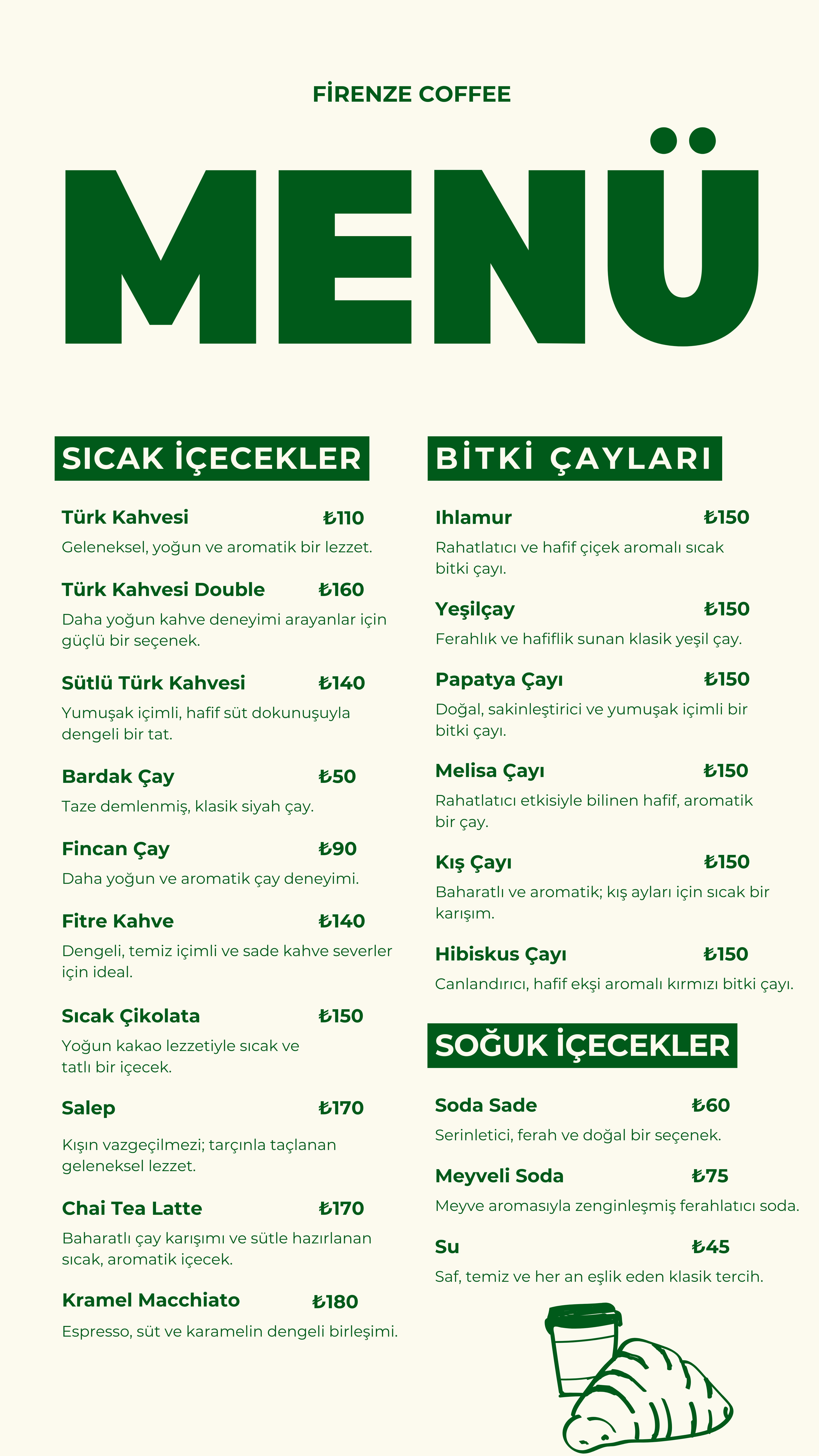 Sıcak ve Soğuk İçecekler Menüsü